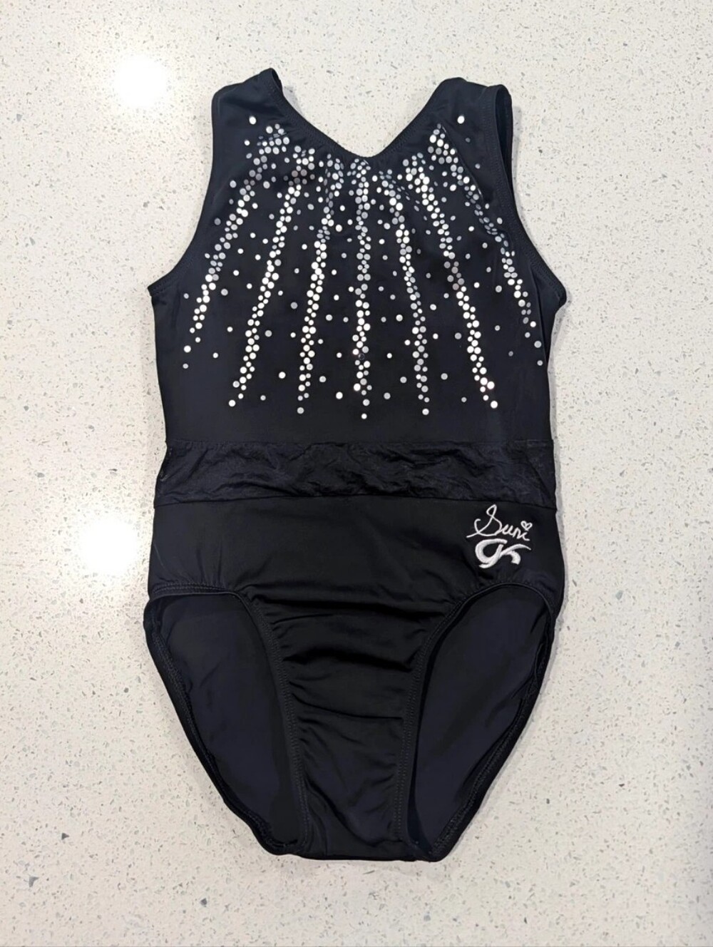 SUNI LEE Olympic GK ELITE Child Large gymnastics dance leotard CLASSIC ELEGANCE